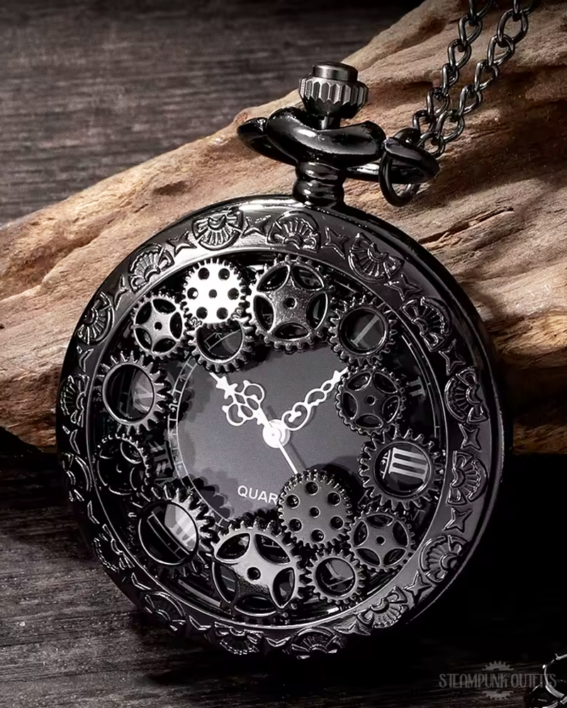 Black Steampunk Pocket Watch