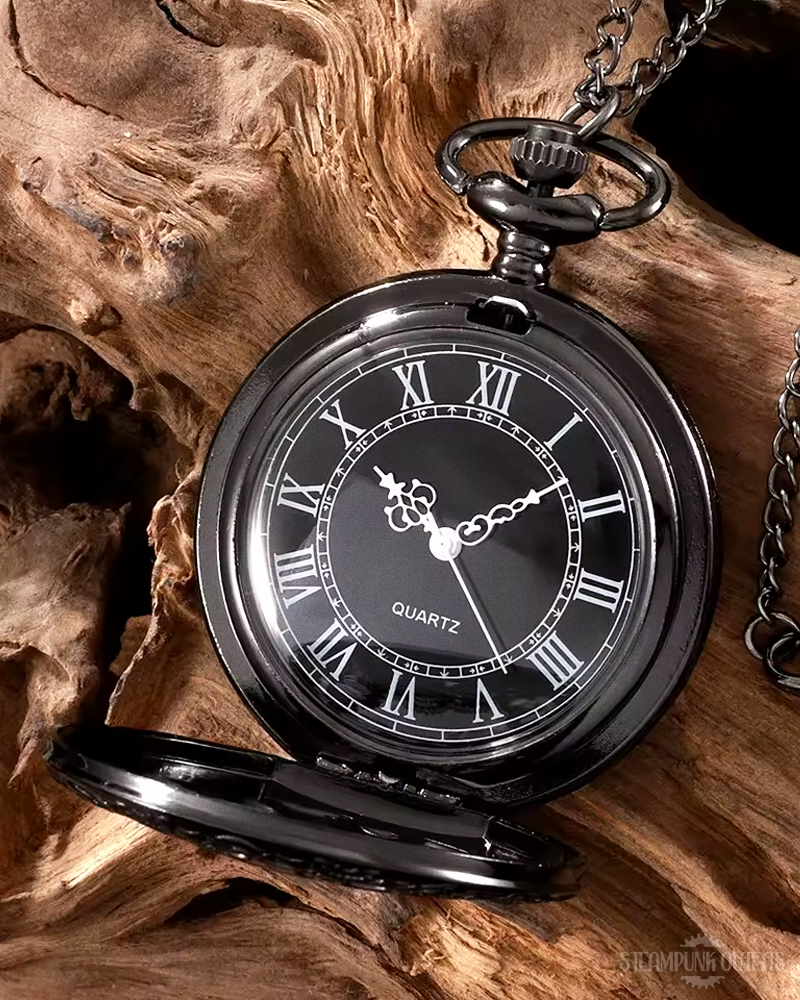 Black Steampunk Pocket Watch