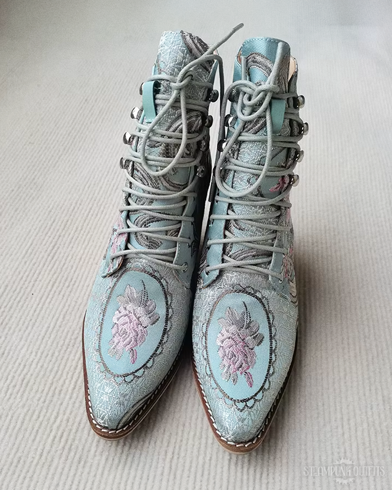 Blue Victorian Boots