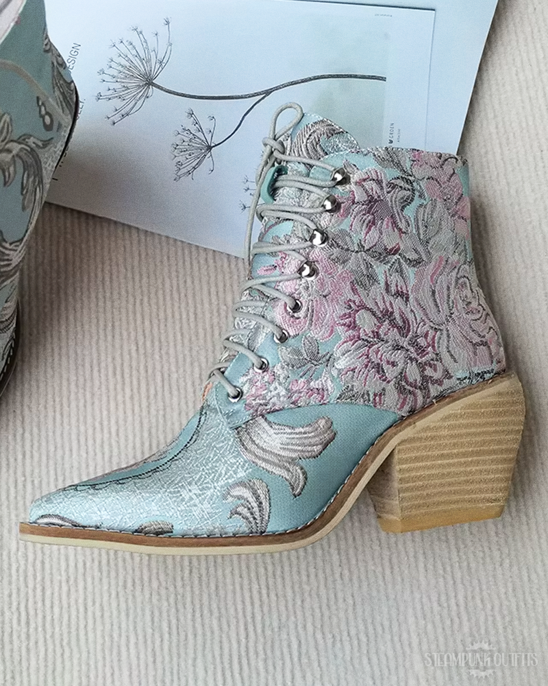 Blue Victorian Boots