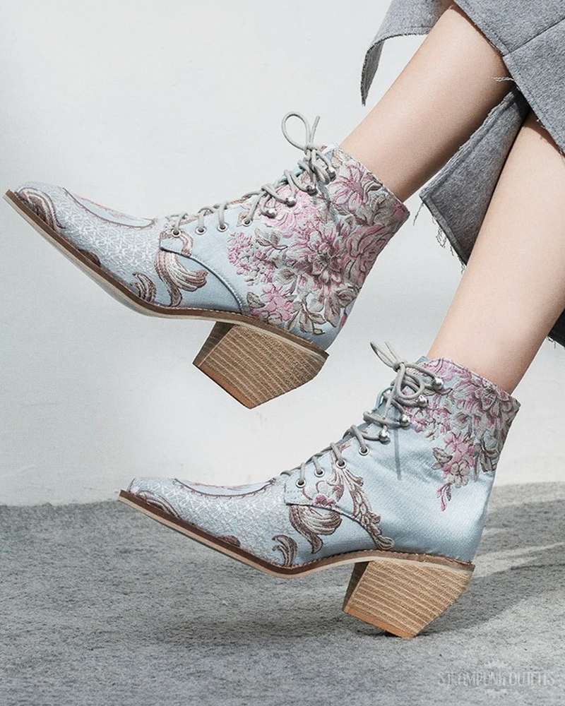 Blue Victorian Boots