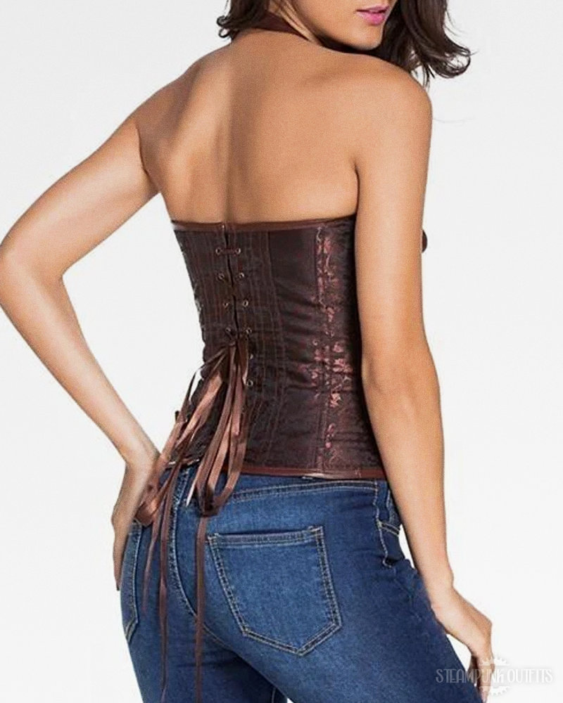 Brown Brocade Steampunk Corset