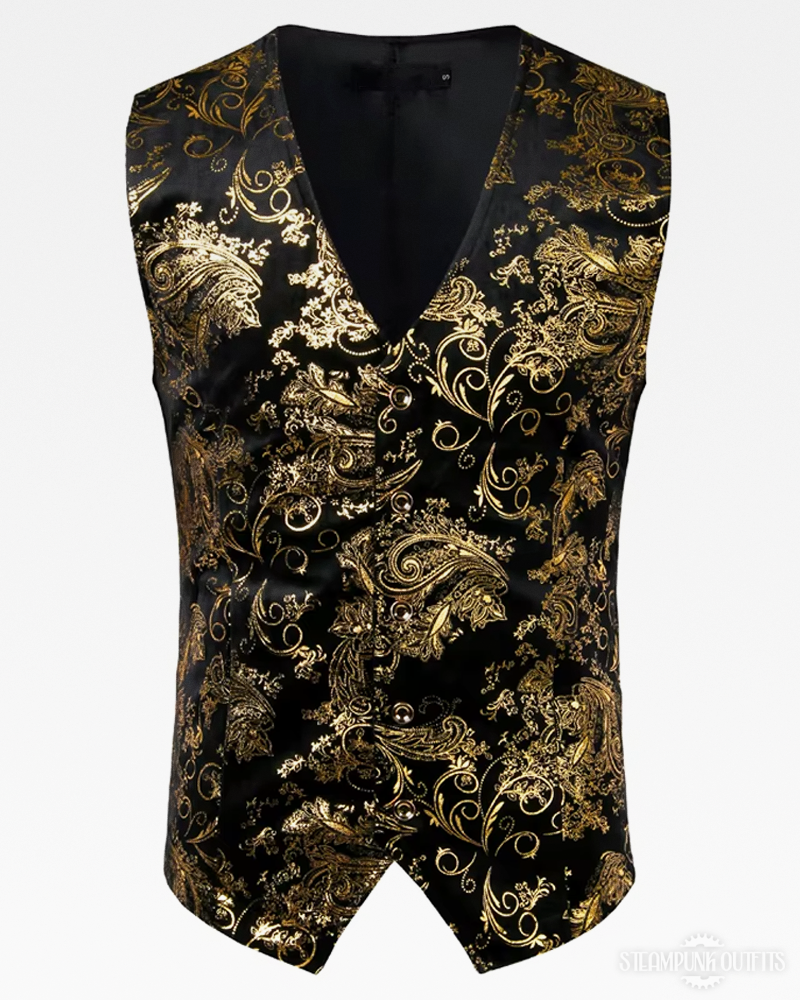 Gold Brocade Steampunk Vest