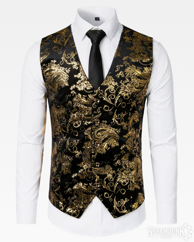 Gold Brocade Steampunk Vest
