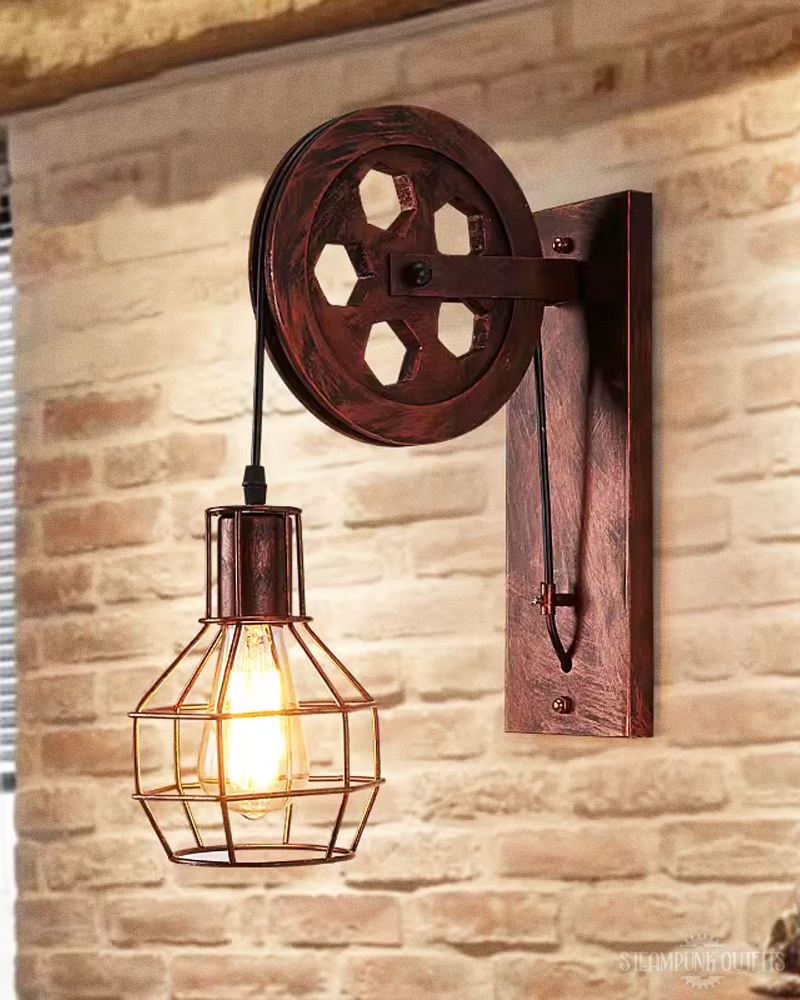 Industrial Pulley Wall Sconce