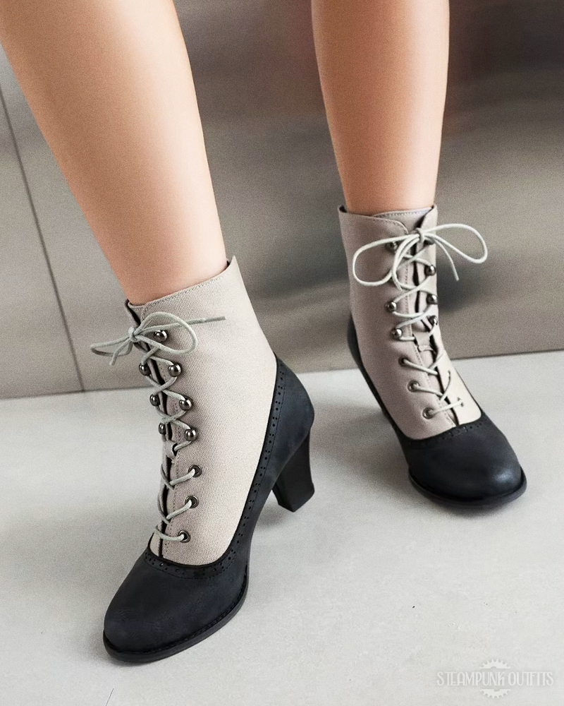 Lace Up Steampunk Ankle Boots