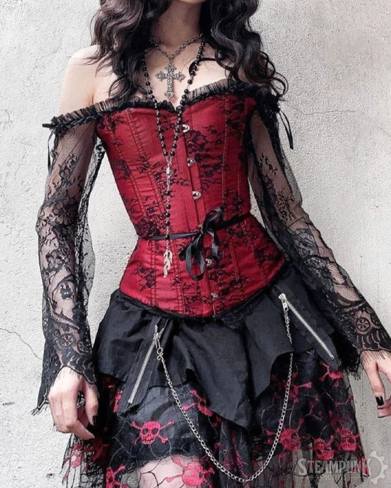 Long Sleeve Steampunk Corset Top