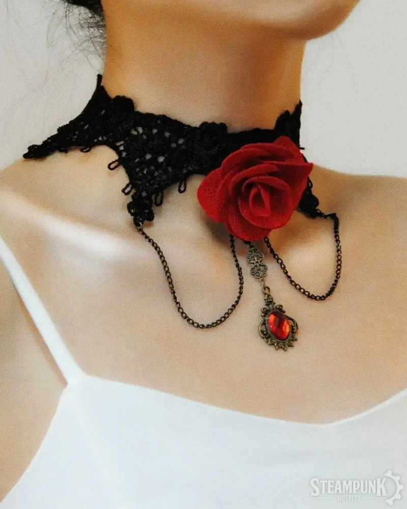 Red Rose Lace Choker