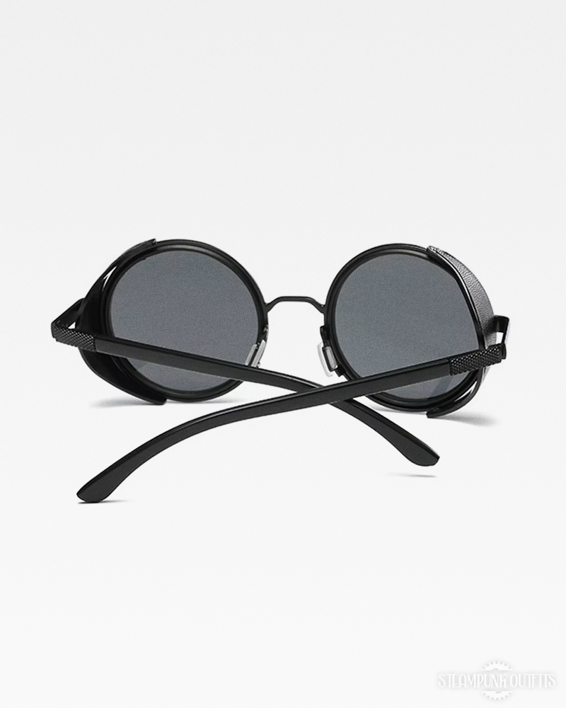 Round Sunglasses With Leather Side Shields