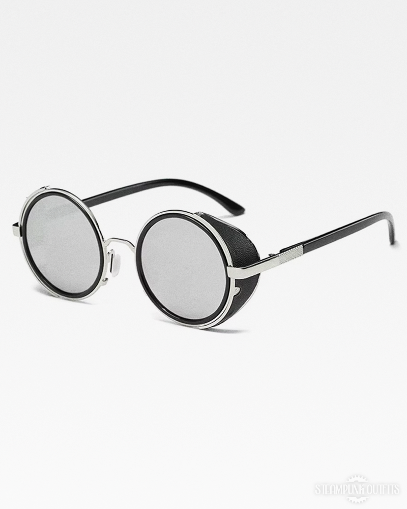 Round Sunglasses With Leather Side Shields