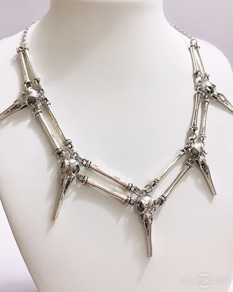 Steampunk Bird Skulls Necklace