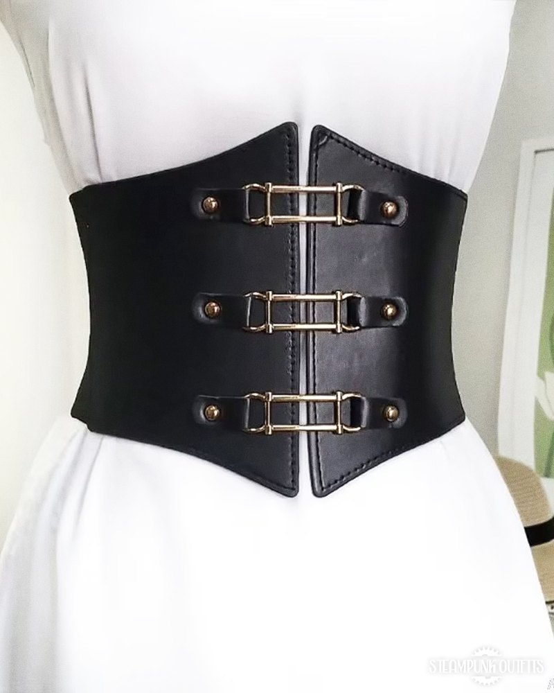 Steampunk Black Corset Belt