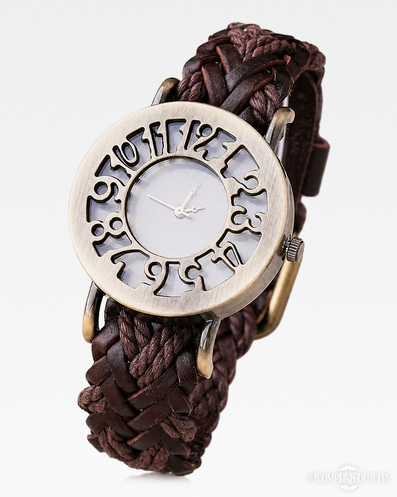 Steampunk Braided Leather Watch
