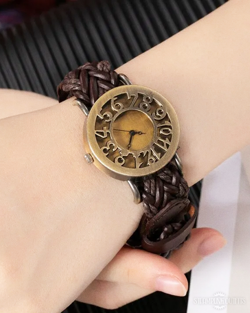 Steampunk Braided Leather Watch
