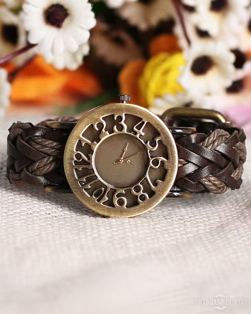 Steampunk Braided Leather Watch