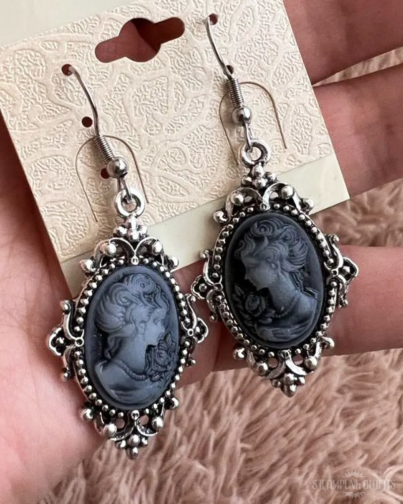 Steampunk Cameo Earrings