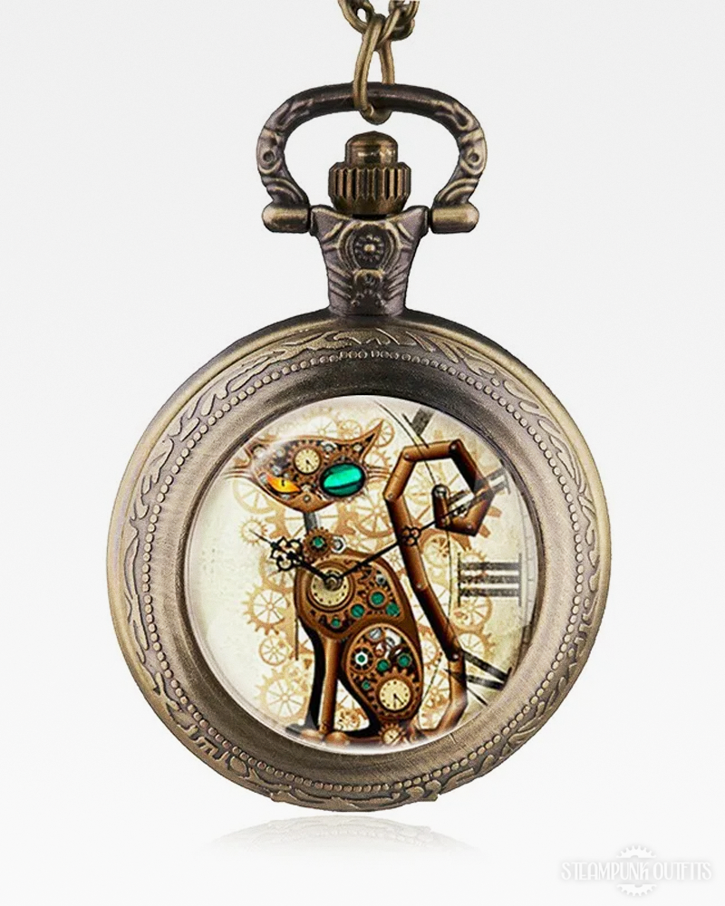 Steampunk Cat Pocket Watch