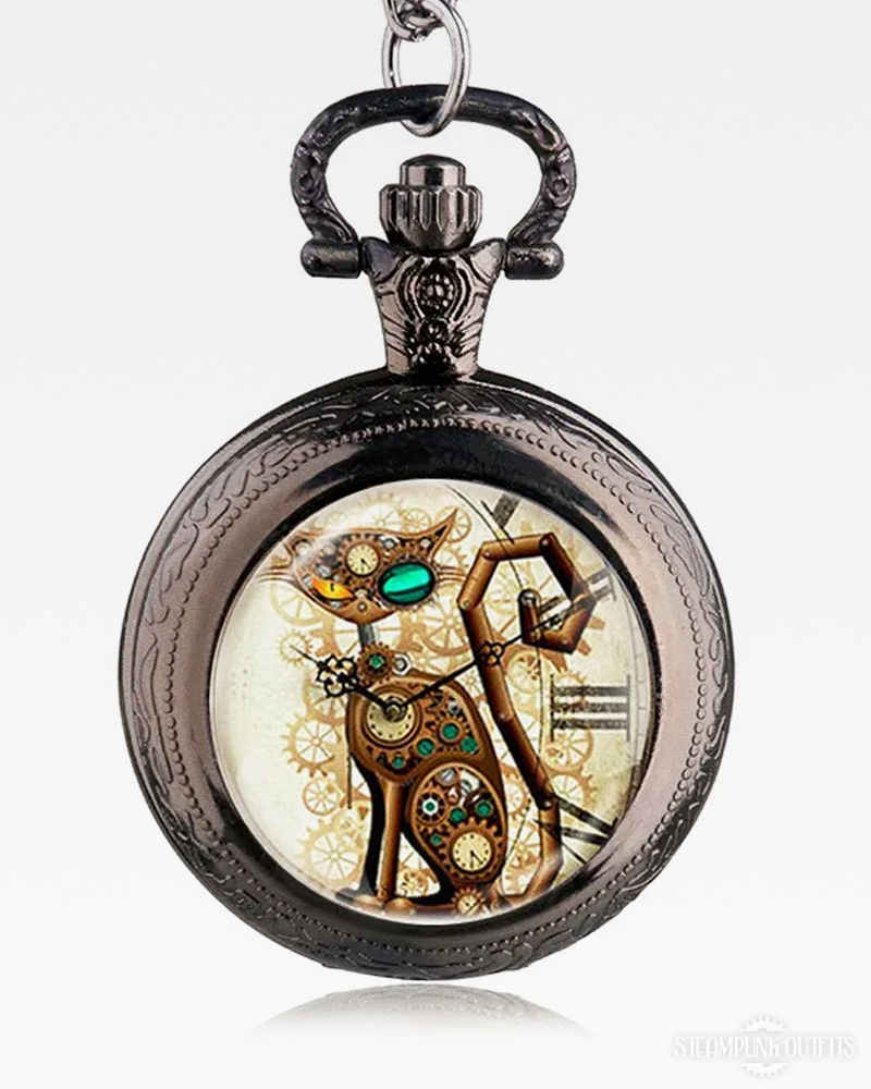 Steampunk Cat Pocket Watch