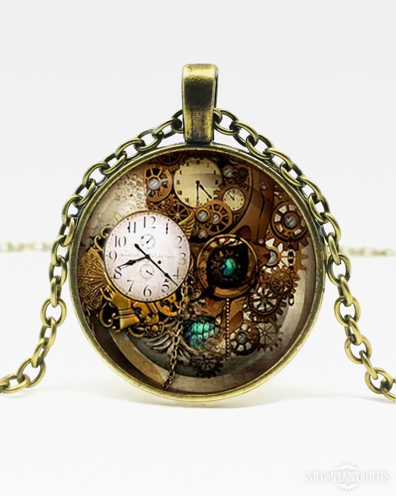 Steampunk Gears And Clocks Necklace