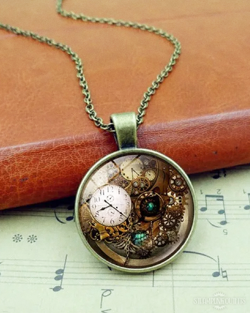 Steampunk Gears And Clocks Necklace
