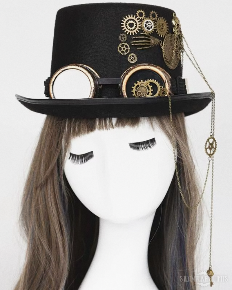 Steampunk Hat And Goggles And Chains