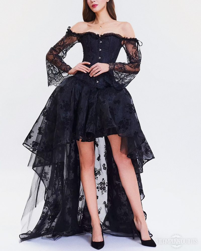 Steampunk High Low Corset Dress