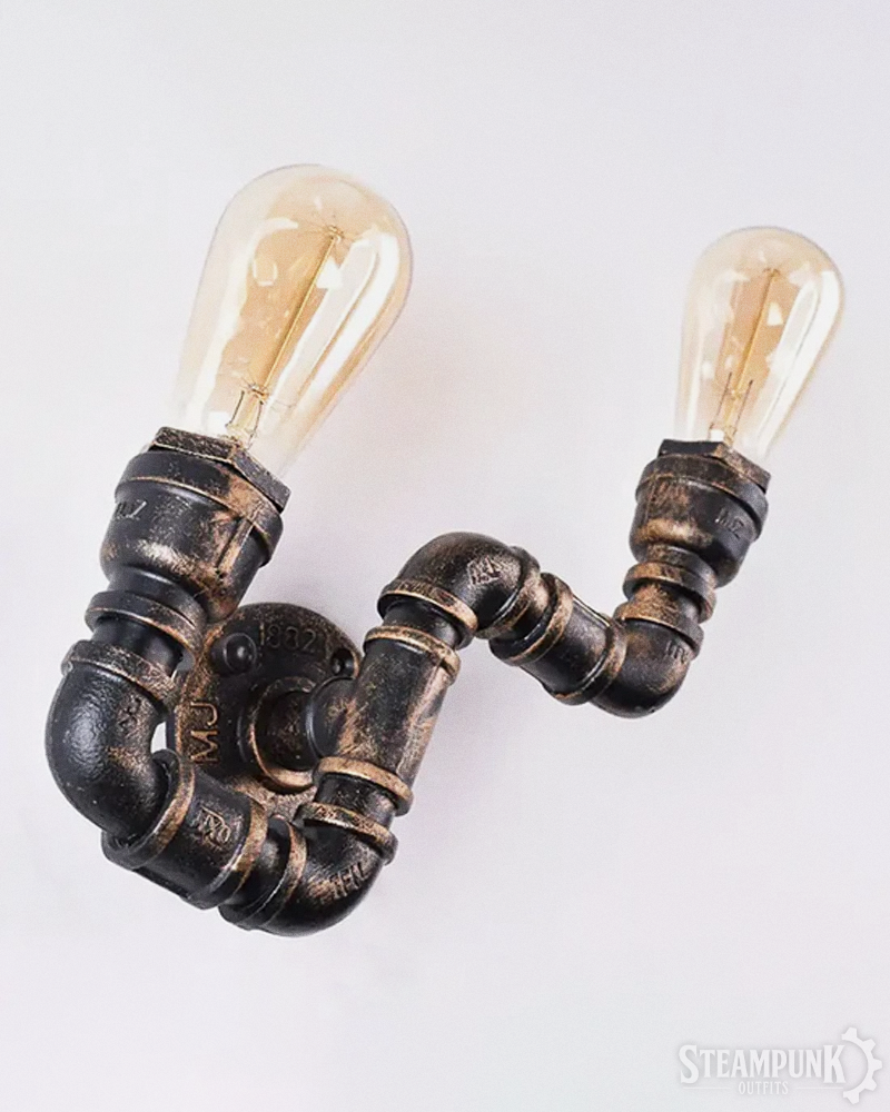 Steampunk Industrial Pipe Wall Lamp