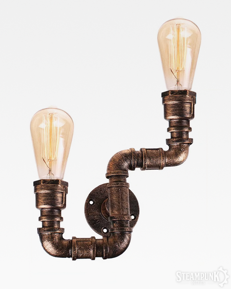 Steampunk Industrial Pipe Wall Lamp