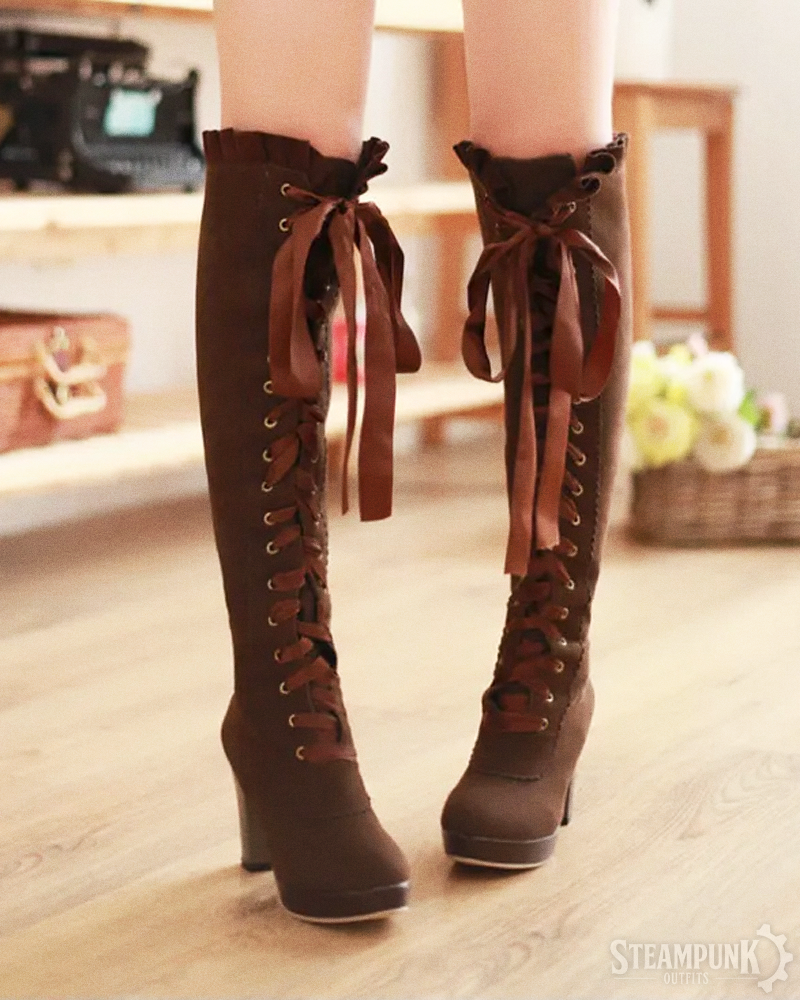 Steampunk Knee High Boots