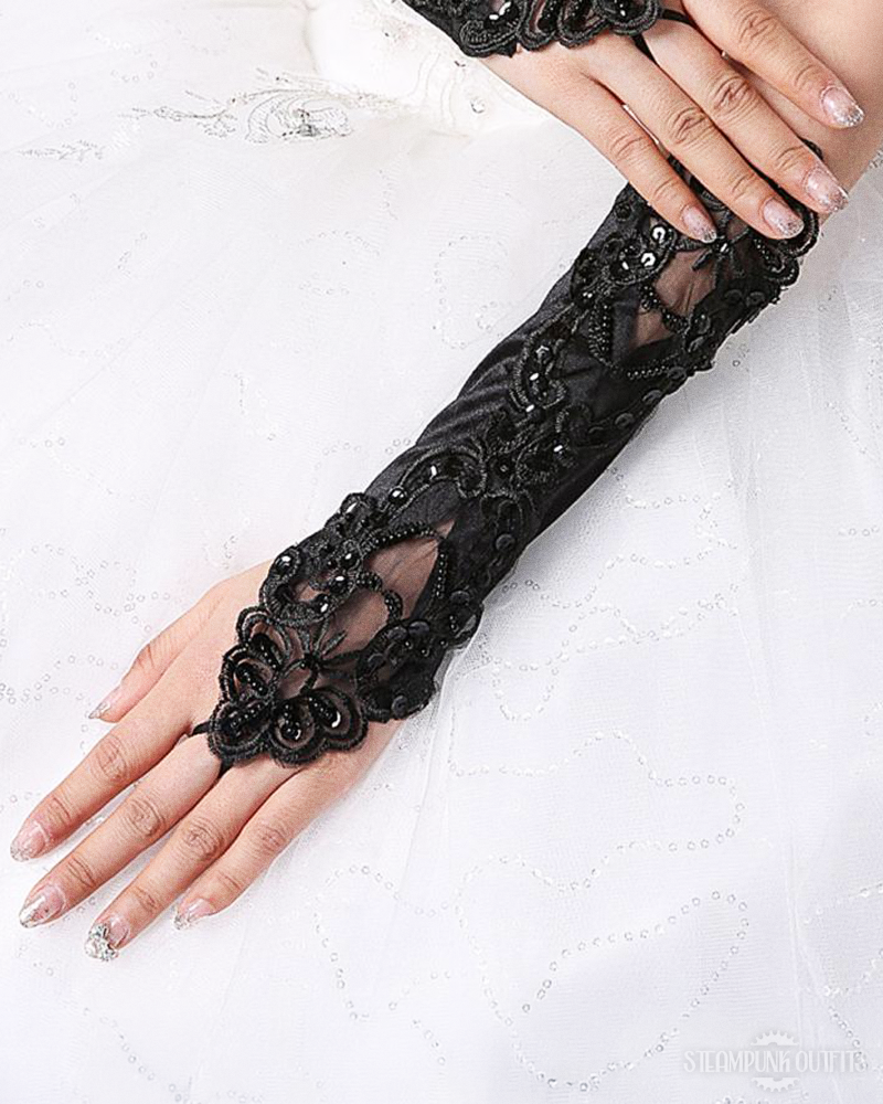 Steampunk Lace Fingerless Gloves