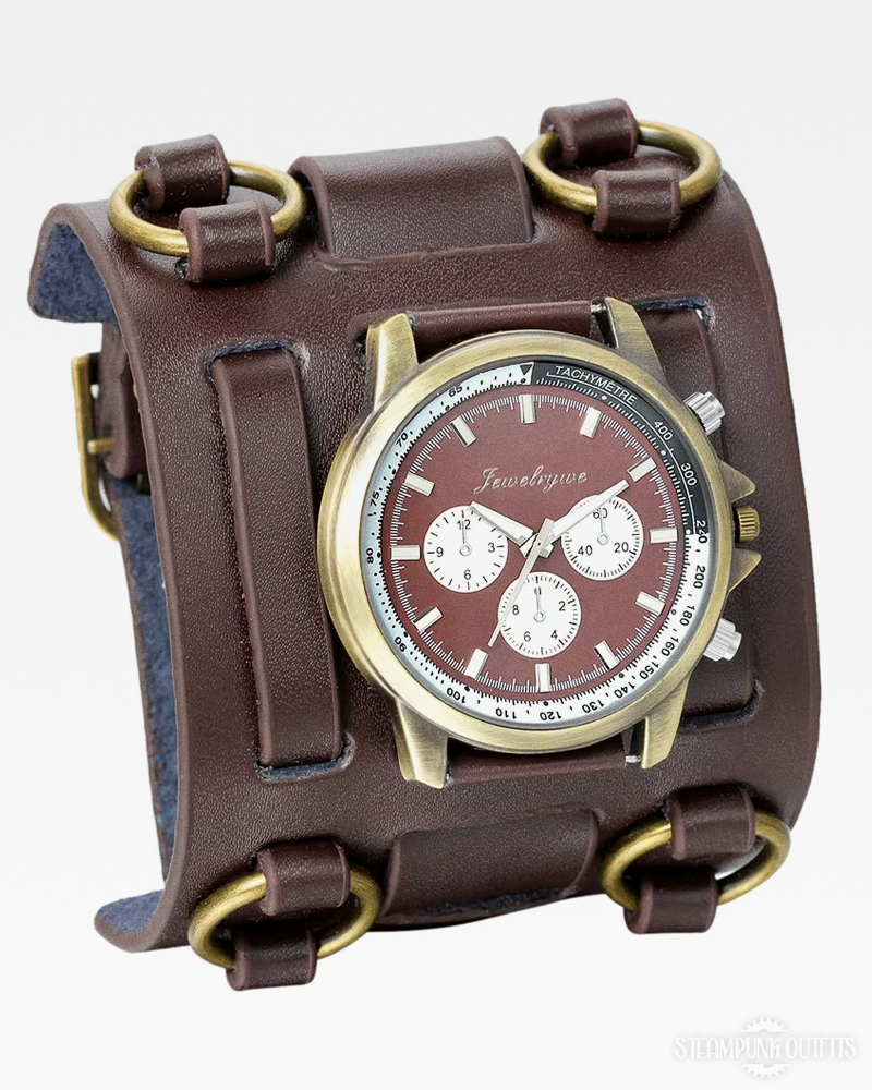 Steampunk Leather Cuff Watch