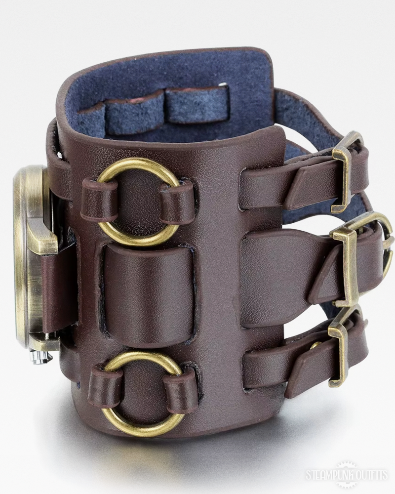Steampunk Leather Cuff Watch