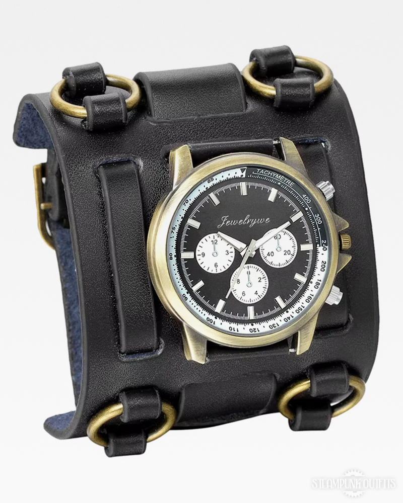 Steampunk Leather Cuff Watch