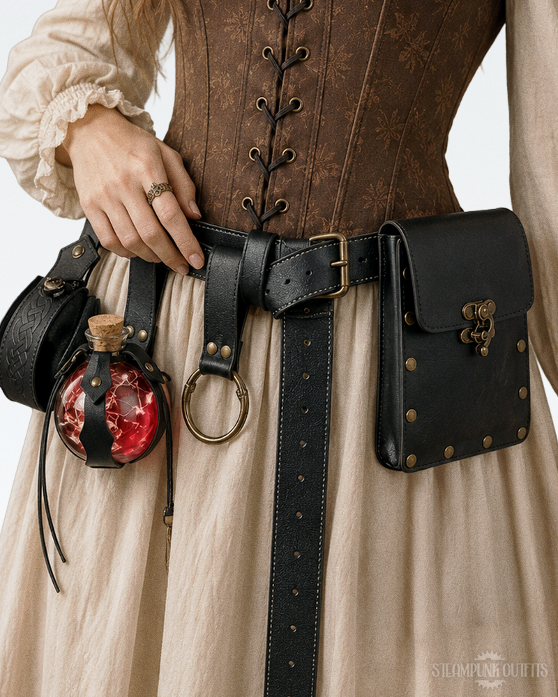 Steampunk Leather Utility Belt
