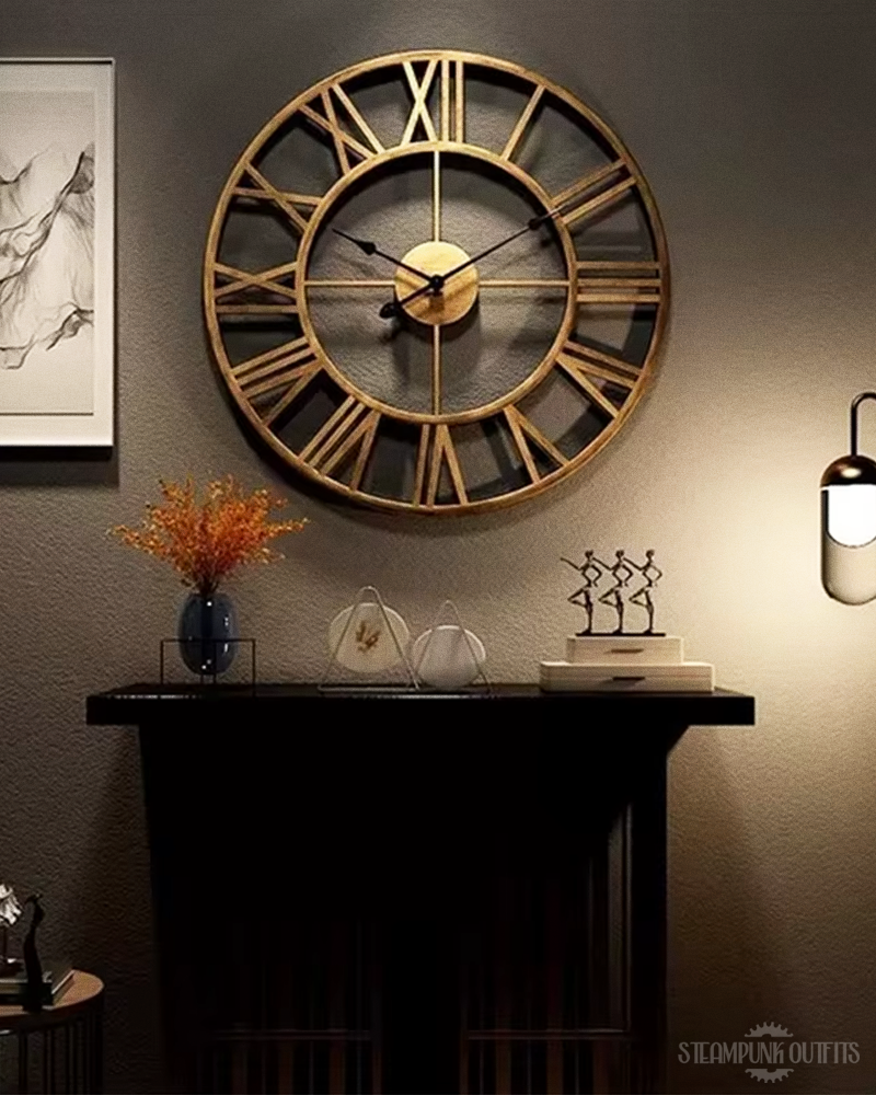 Steampunk Metal Roman Numeral Clock