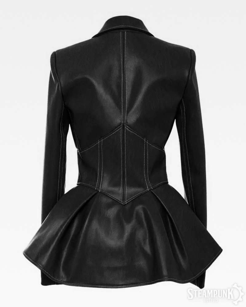 Steampunk Peplum Leather Jacket