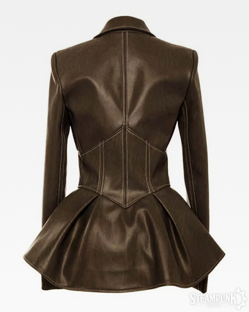 Steampunk Peplum Leather Jacket