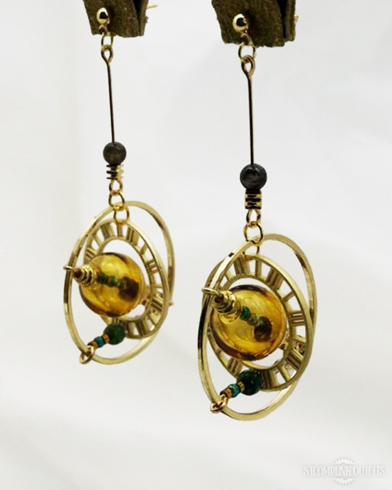 Steampunk Planet Earrings