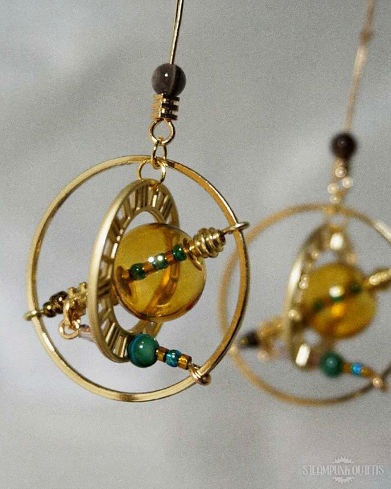 Steampunk Planet Earrings