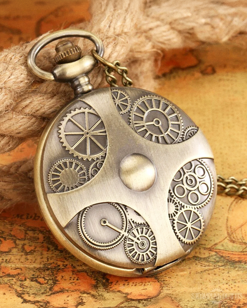 Steampunk Pocket Watch With Gears