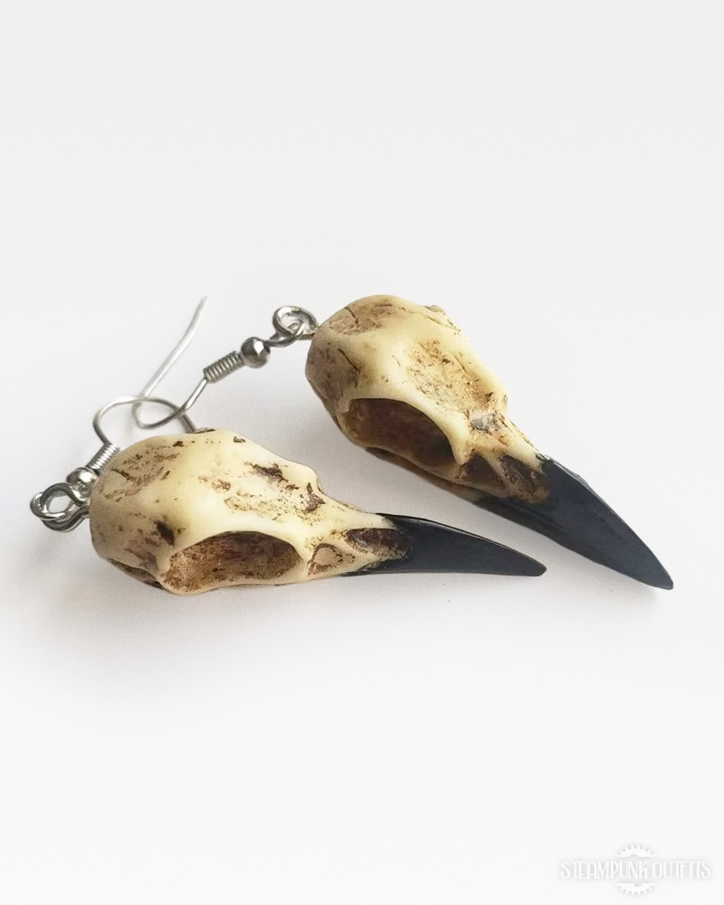 Steampunk Raven Skull Earrings