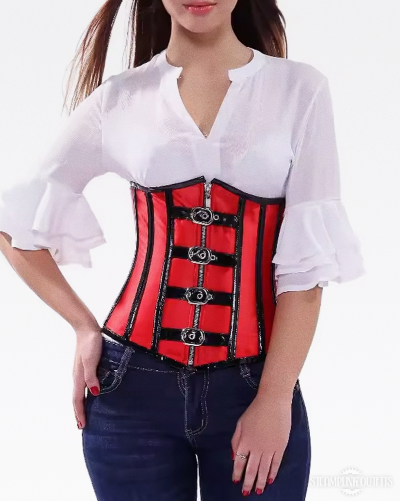 Steampunk Red Underbust Corset