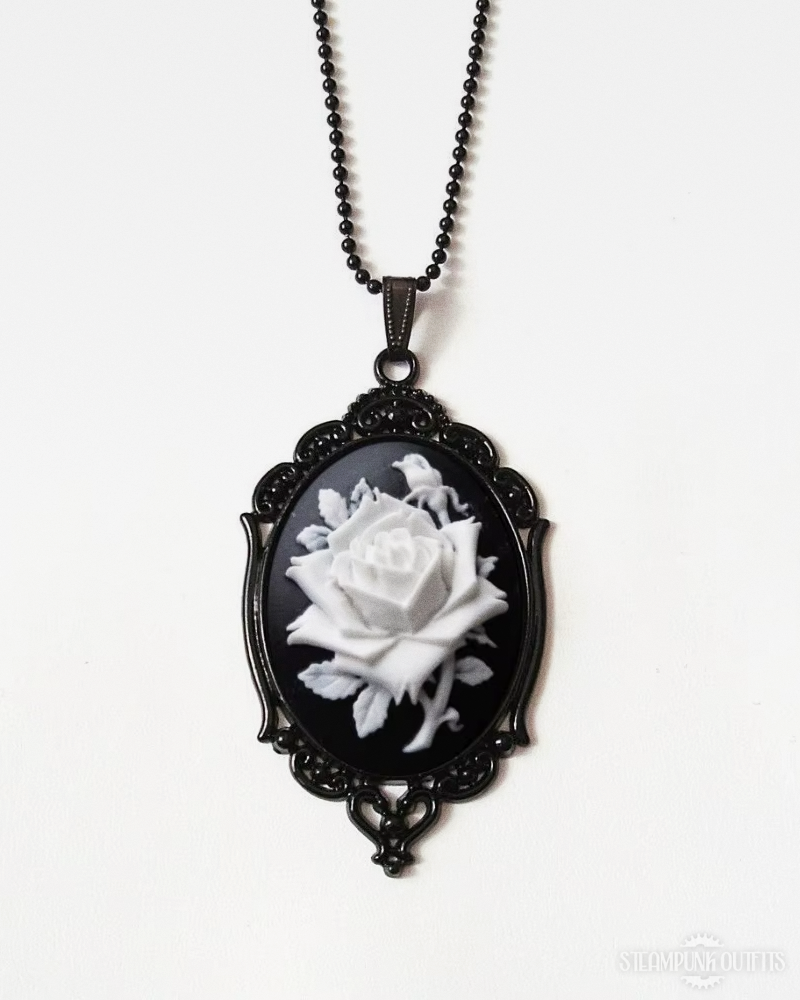 Steampunk Rose Cameo Necklace