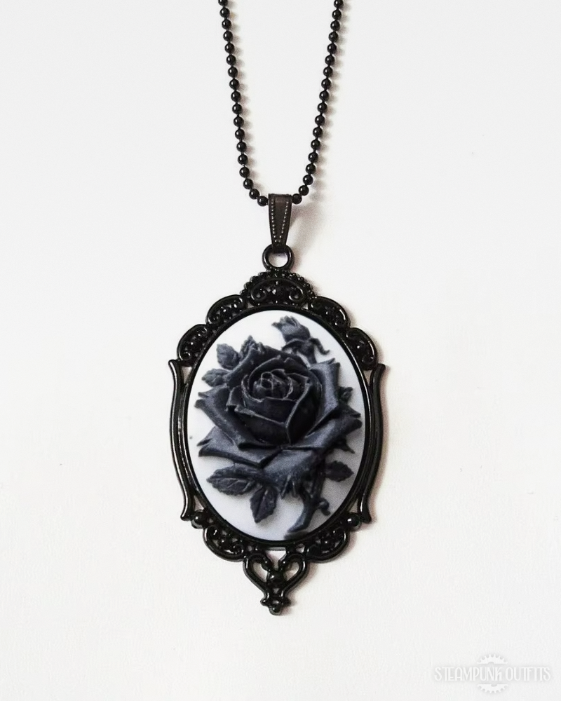 Steampunk Rose Cameo Necklace