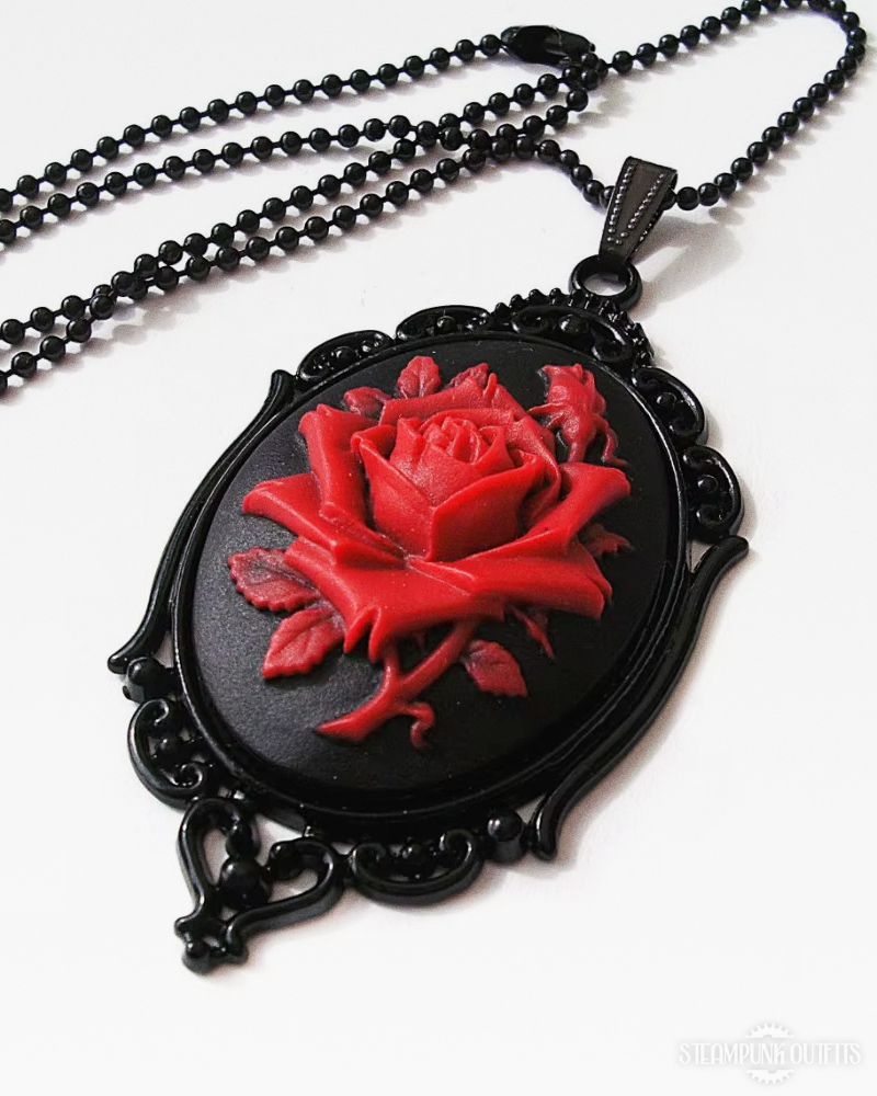 Steampunk Rose Cameo Necklace