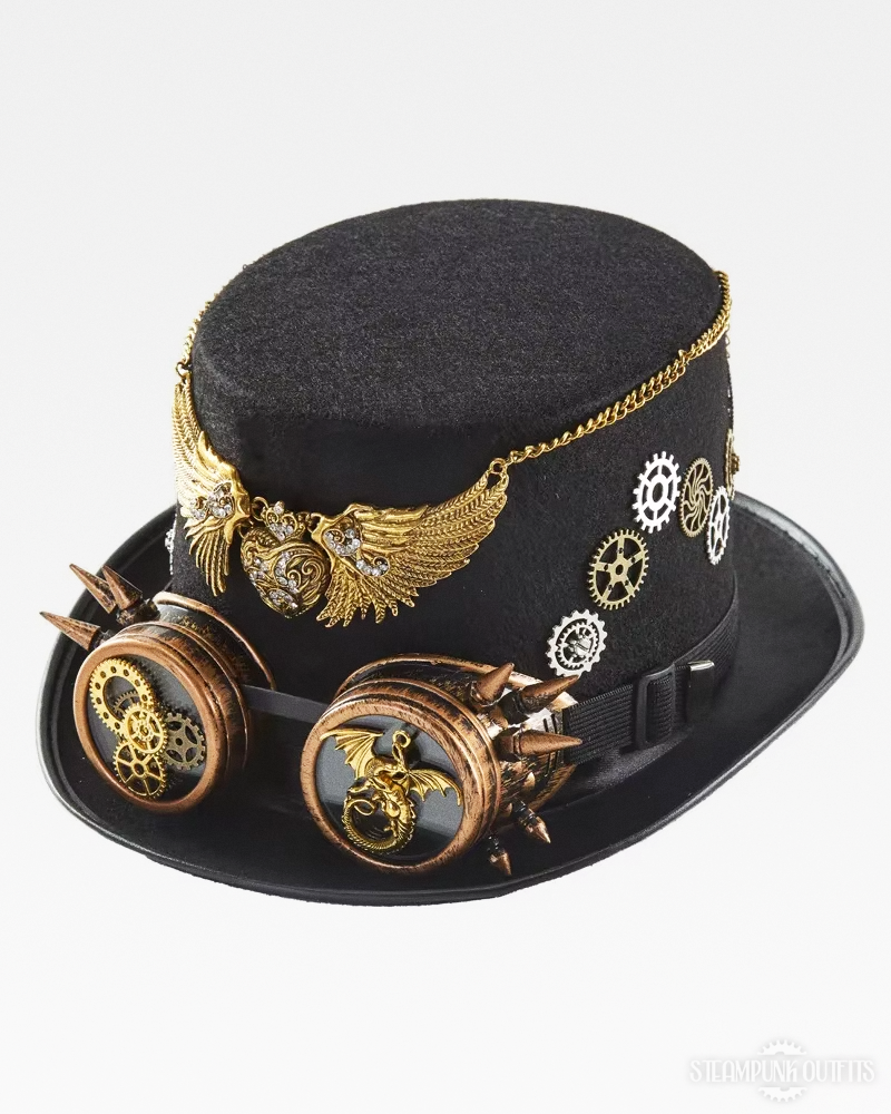 steampunk top hat with goggles Steampunk Top Hat With Goggles