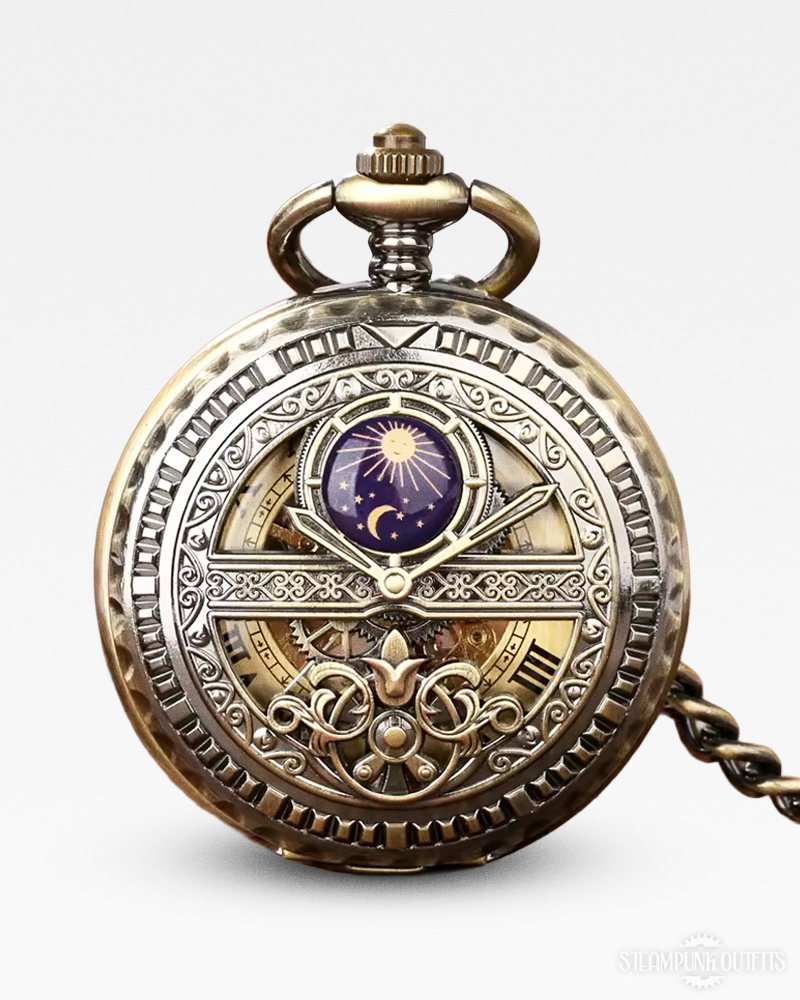 Sun And Moon Steampunk Pocket Watch