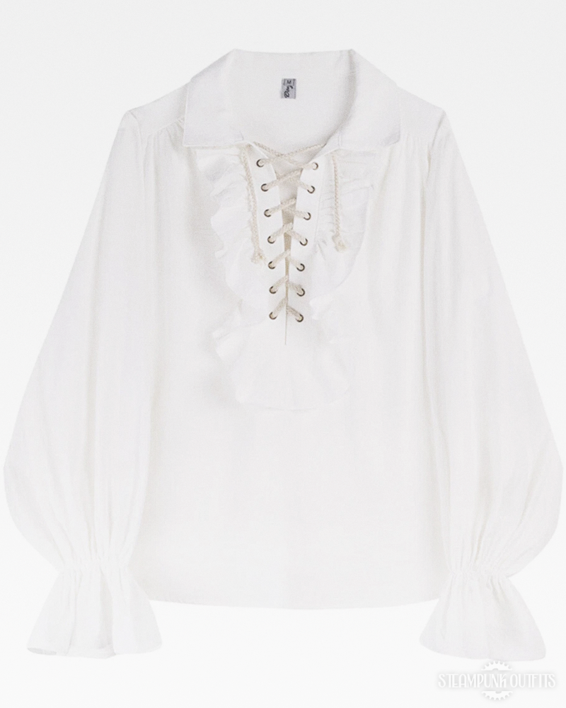 Victorian White Ruffle Blouse